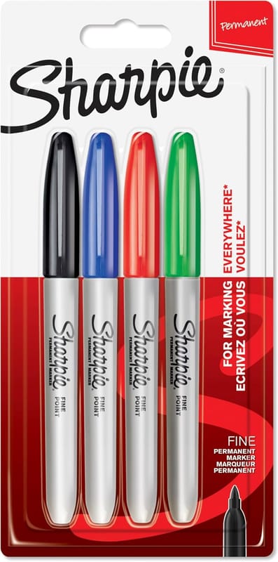 Sharpie Assorted Colours Fine Point Permanent Markers Pack of 4