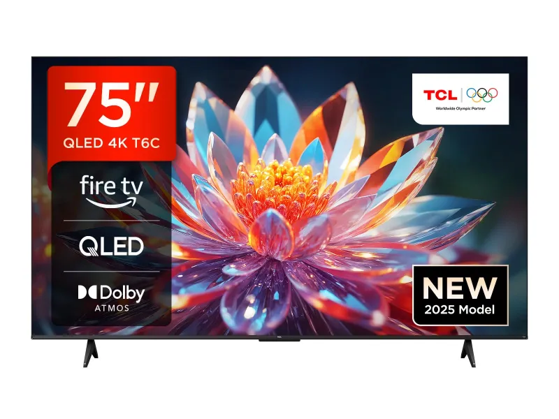 TCL 75T6C-UK 75" QLED 4K HDR Smart TV with Dolby Vision, Atmos, HDR10+ and Alexa Integration