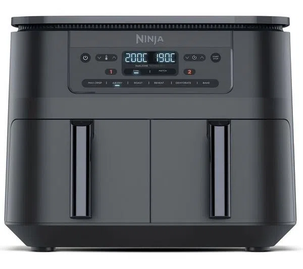 Ninja DZ300UK 6-in-1 Dual Zone Air Fryer 7.6L, Gun Metal Grey Finish with 2-Year Guarantee
