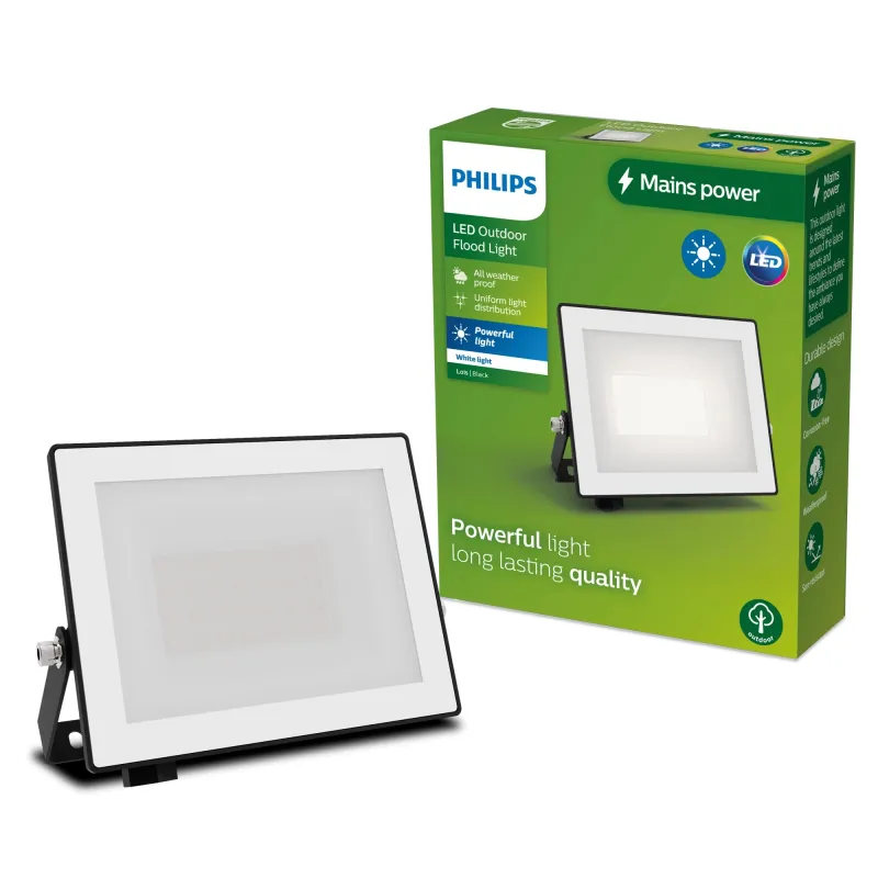 PHILIPS Lois Outdoor Floodlight, 20W, 3000K, Black